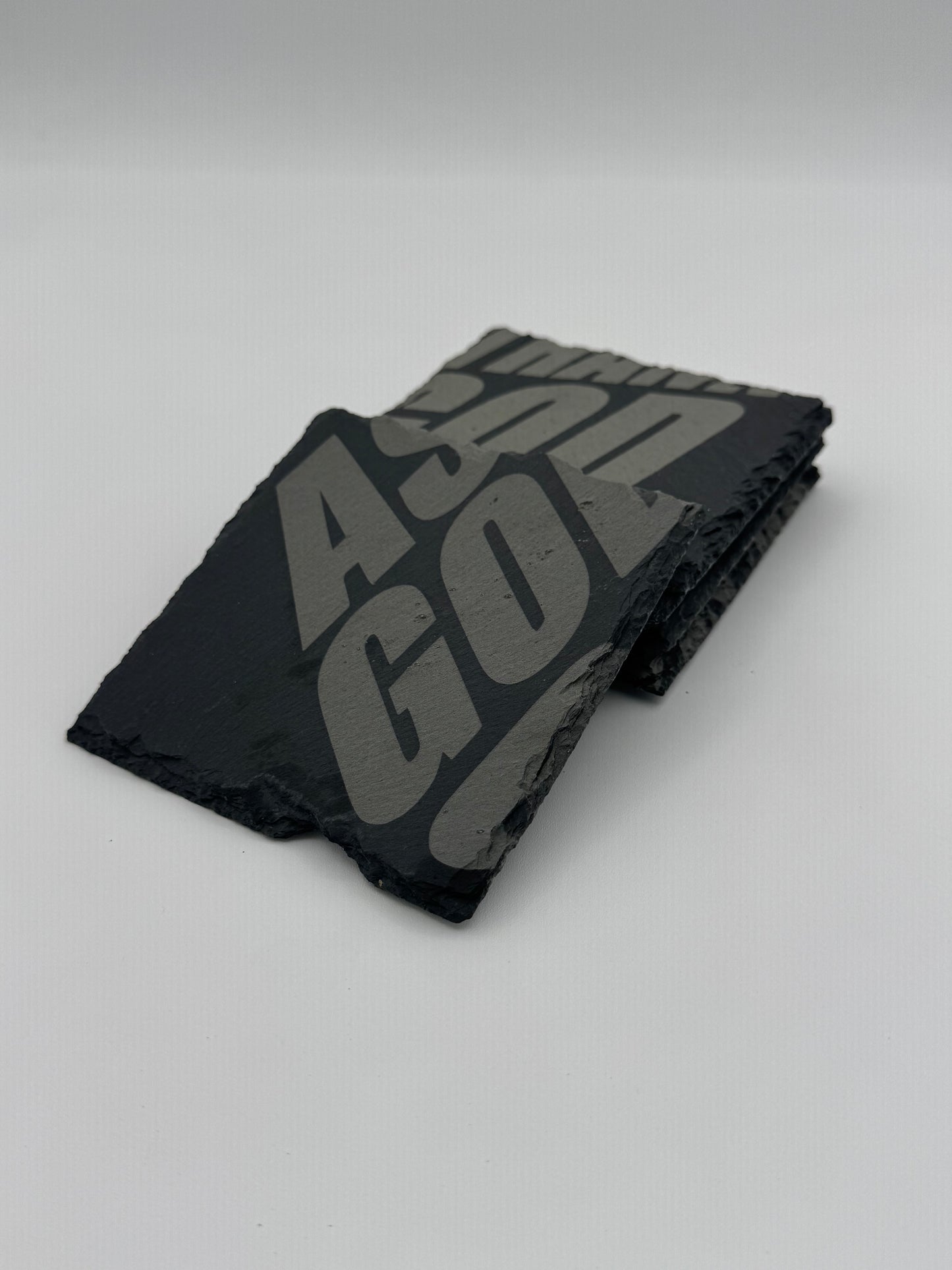 Ask, Trust, Thank God - Engraved Slate Coaster Set